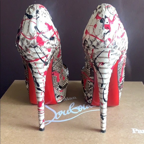 Louboutin snakeskin paint heels - Picture 3 of 5